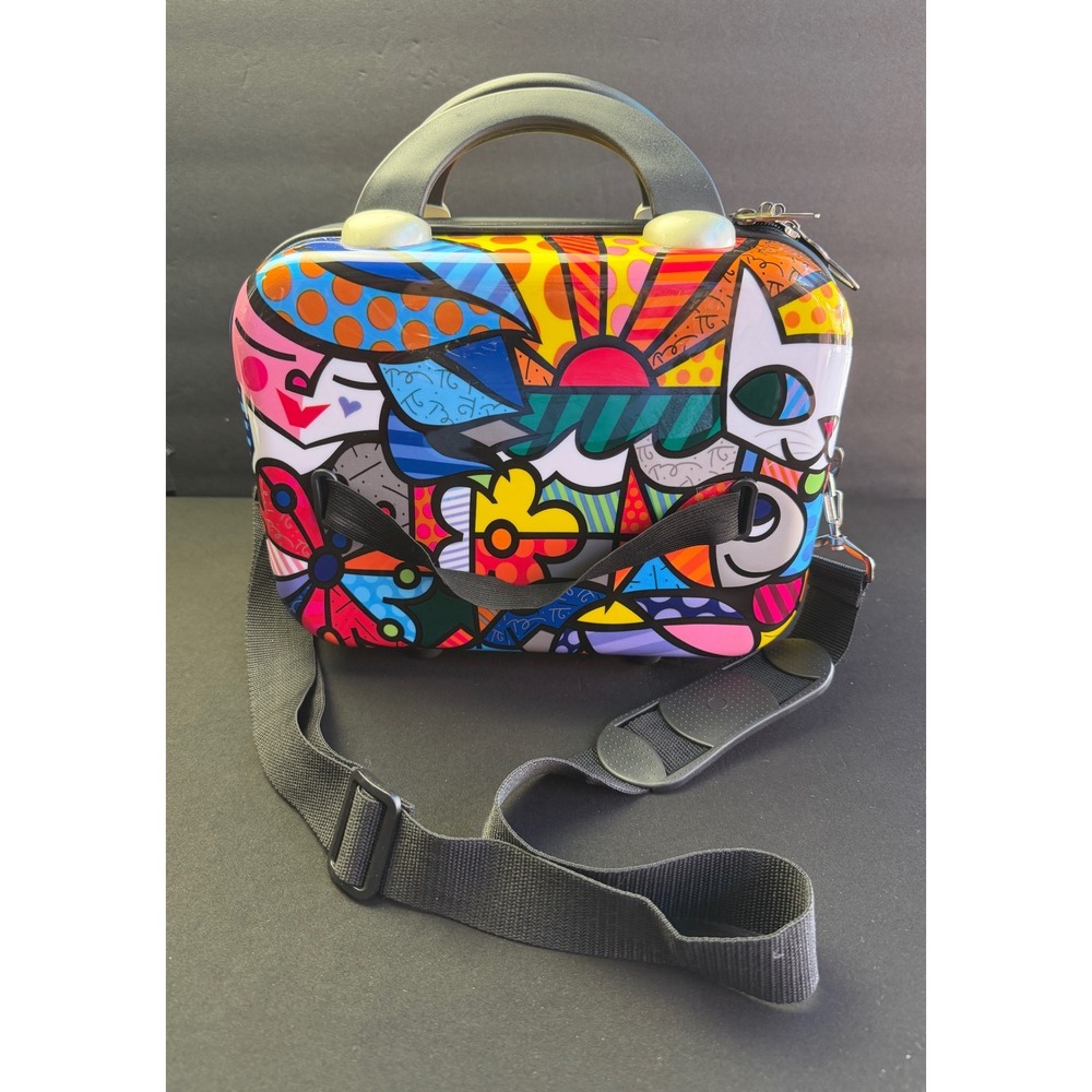 Romero Britto Hey Garden Beauty Case Pop Art Hard Shell Travel Vanity Makeup Bag - Picture 3 of 16